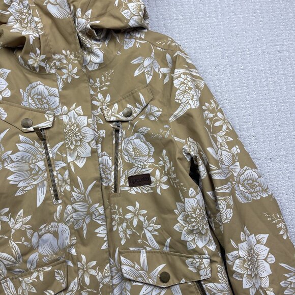 Rip Curl Wom M Winter Jacket 10K Fur Floral AOP Beige Full-Zip Snowboard Ski - Picture 4 of 16